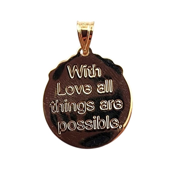 14K Yellow and White Gold "With Love All Things Are Possible" Pendant #21984 - Picture 4 of 14